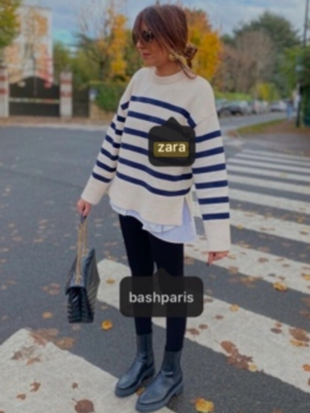 NEW Zara Striped Chunky Crewneck Sweater Cream Navy S Parisian Preppy - Picture 4 of 13